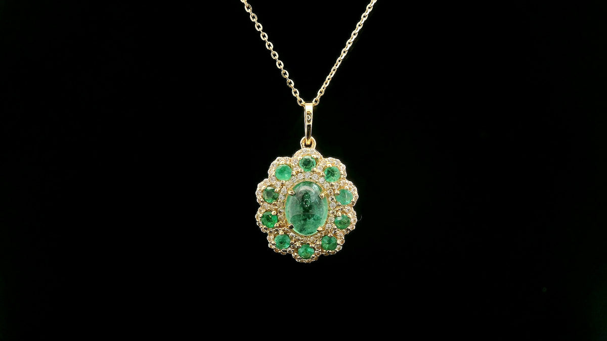 1.97 Ct Oval Emerald 14K Gold Pendant