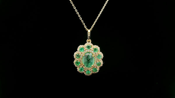 1.97 Ct Oval Emerald 14K Gold Pendant