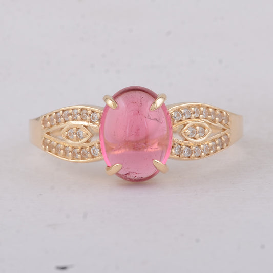 1.82 Ct Oval Tourmaline 9K Gold Ring