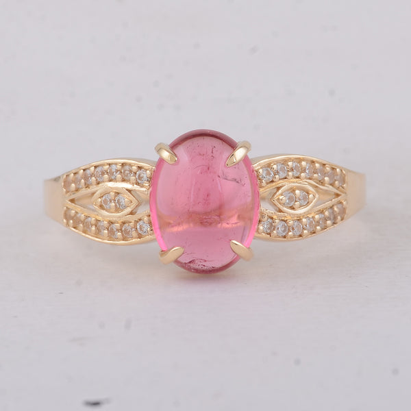 1.82 Ct Oval Tourmaline 9K Gold Ring