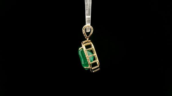 4.75 Ct Cushion Natural Emerald 14K Gold Pendant