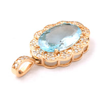 1.75 Ct Oval Mixed Cut Natural Aquamarine 14K Gold Pendant