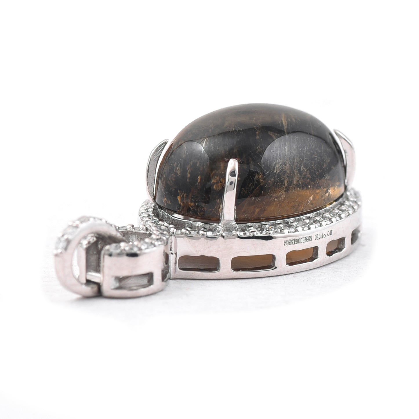 8.40 Ct Oval Cabochon Cut Natural Tourmaline 950 Platinum Pendant