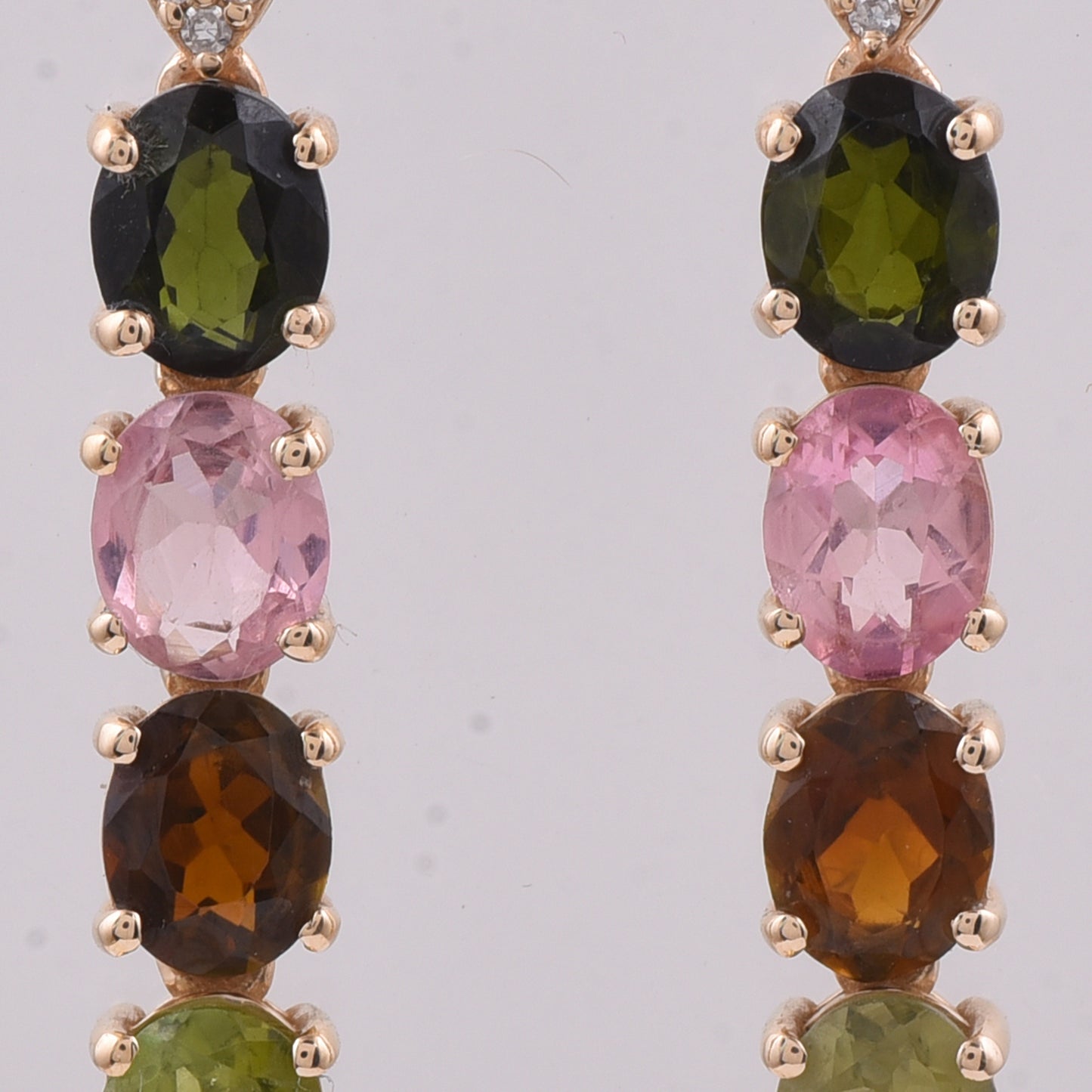 2.45 Ct Oval Natural Multi-Coloured Tourmaline 14K Gold Earrings