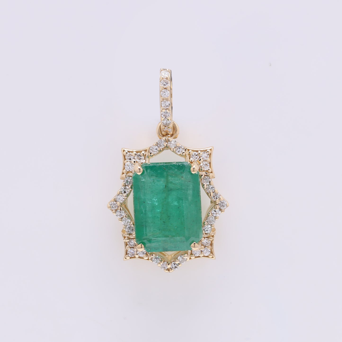 2.22 Ct Octagon Step Cut Natural Emerald 14K Gold Pendant