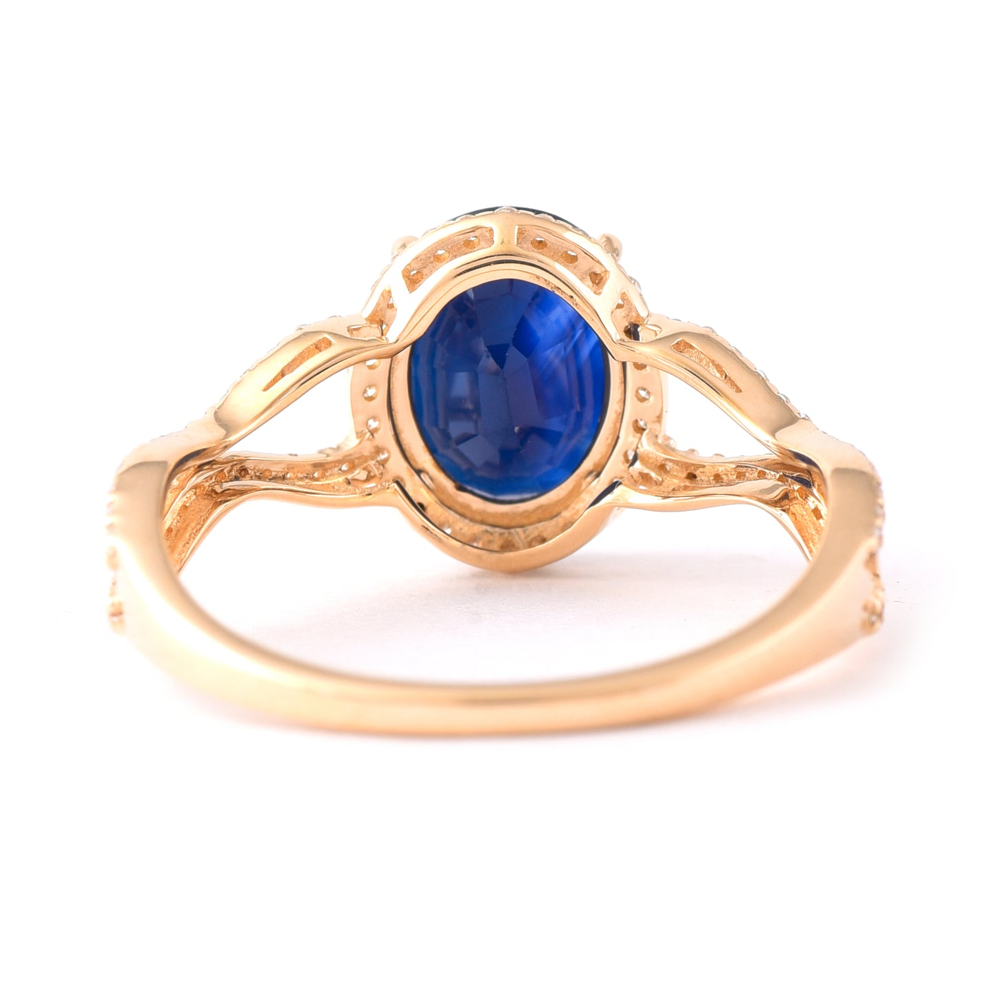 2.39 Ct Oval Mixed Cut Natural Sapphire 14K Gold Ring