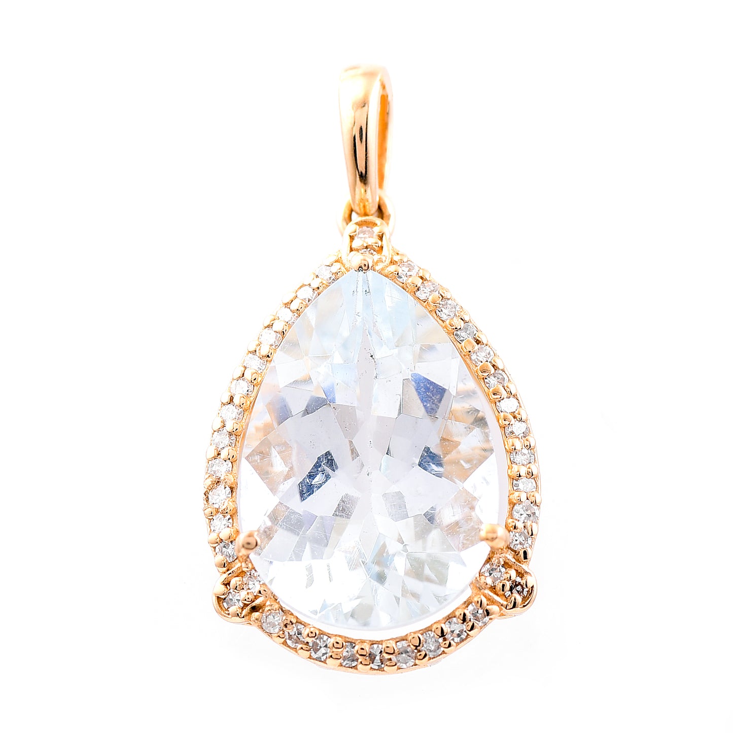 3.51 Ct Pear Mixed Cut Natural Aquamarine 14K Gold Pendant