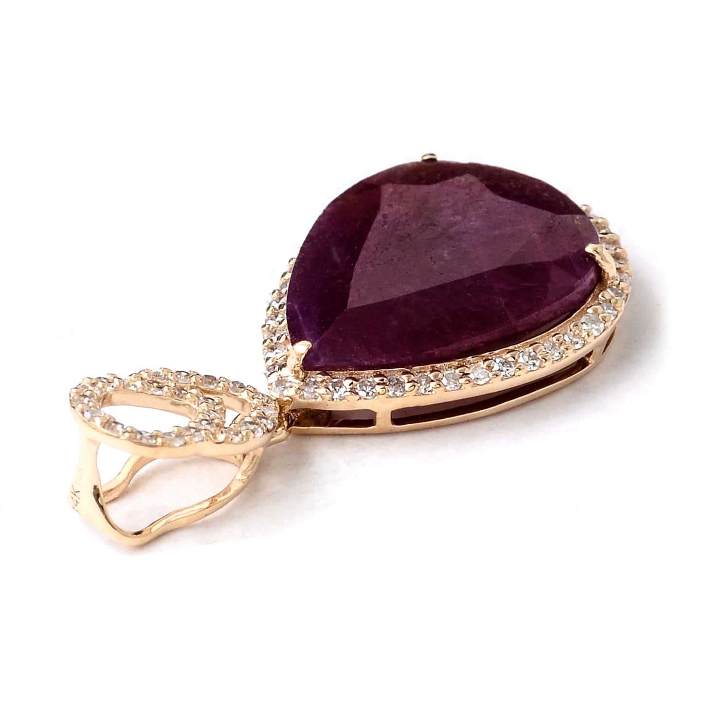 4.37 Ct Pear Mixed Cut Natural Corundum Ruby 14K Gold Pendant
