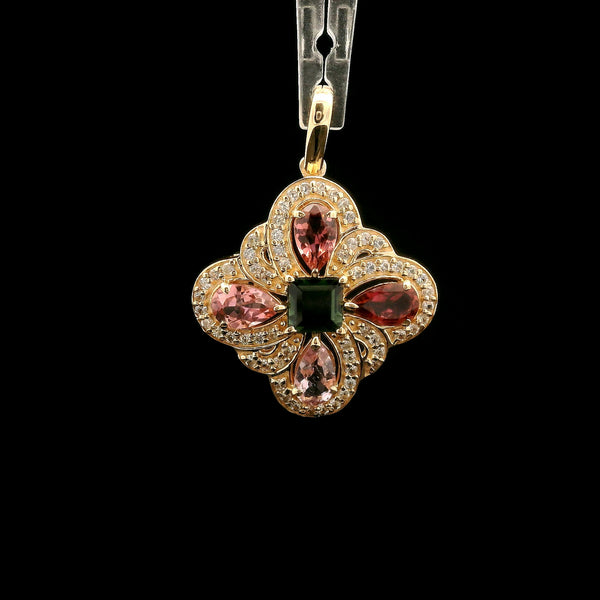 1.25 Ct Square Tourmaline 14K Gold Pendant