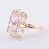8.48 Ct Cushion Natural Kunzite 14K Gold Ring