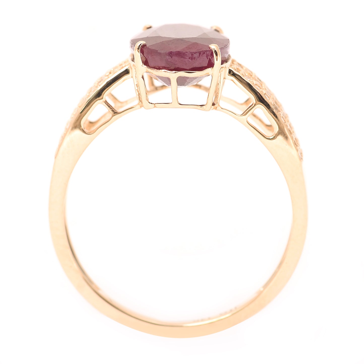 3.79 Ct Oval Mixed Cut Natural Corundum Ruby 14K Gold Ring