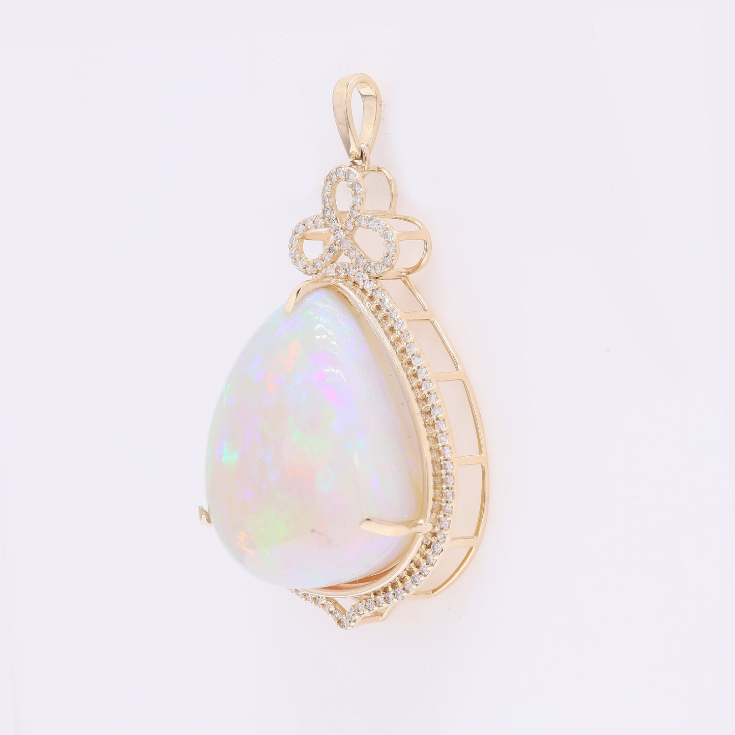 26.27 Ct Pear Cabochon Natural Opal 14K Gold Pendant