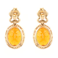 3.72 Ct Oval Mixed Cut Natural Fire Opal 14K Gold Earrings