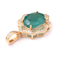 2.46 Ct Oval Mixed Cut Natural Emerald 14K Gold Pendant