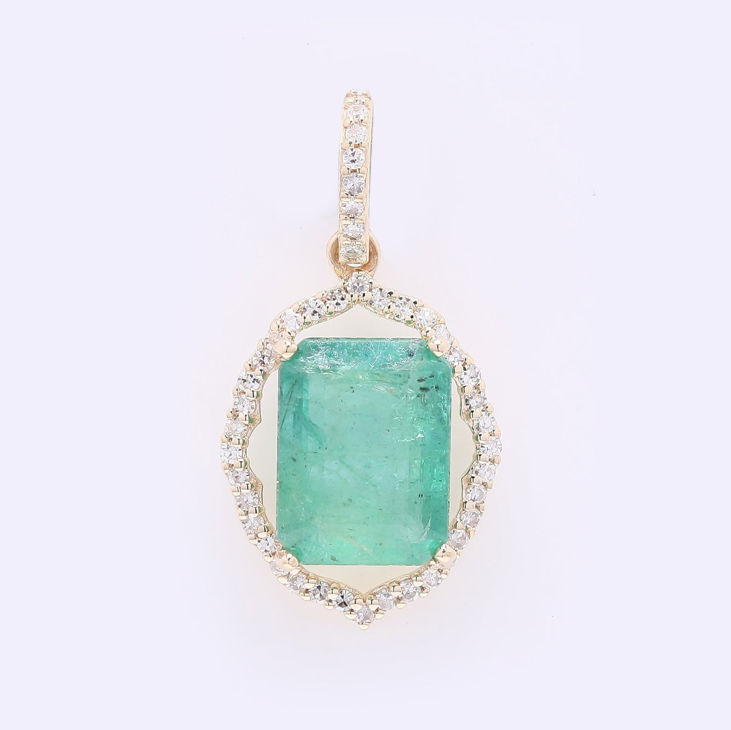2.00 Ct Octagon Step Cut Natural Emerald 14K Gold Pendant