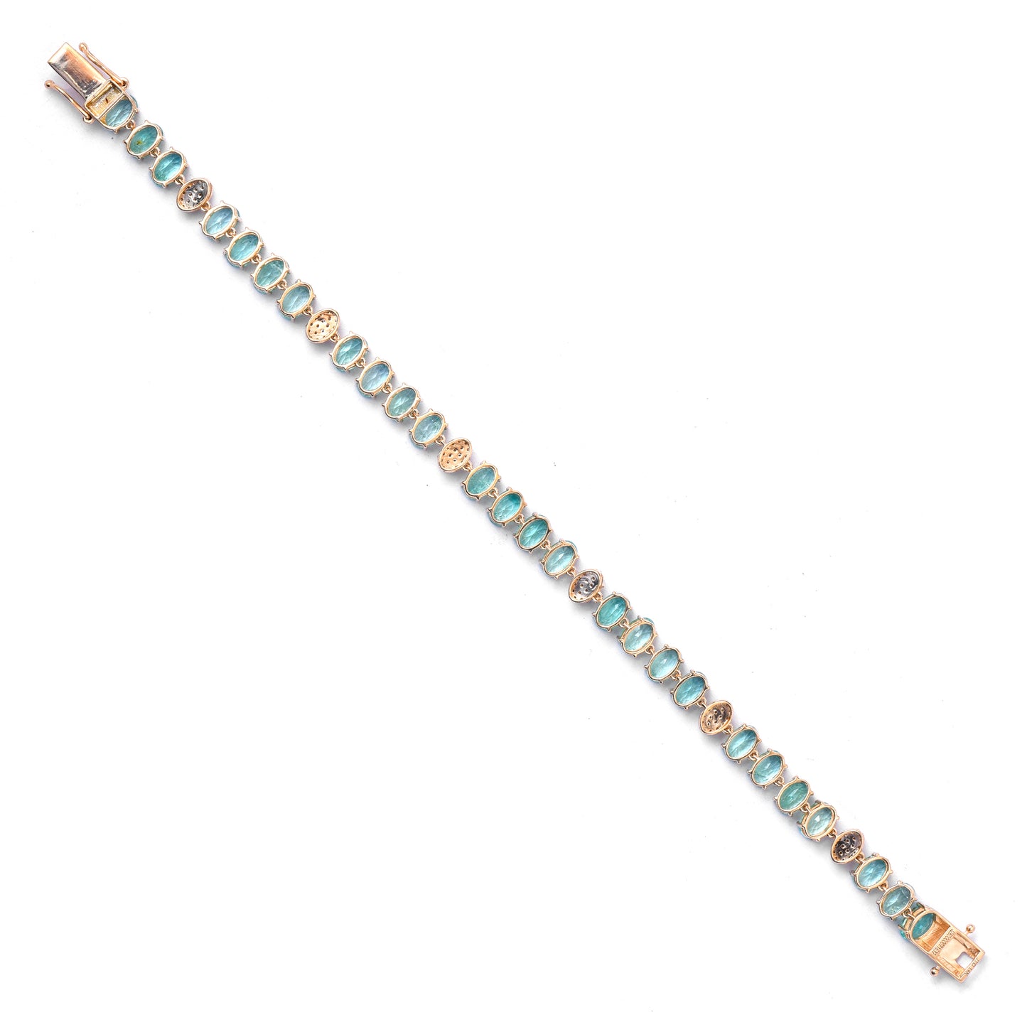 14.63 Ct Oval Mixed Cut Natural Emerald 14K Gold Bracelet