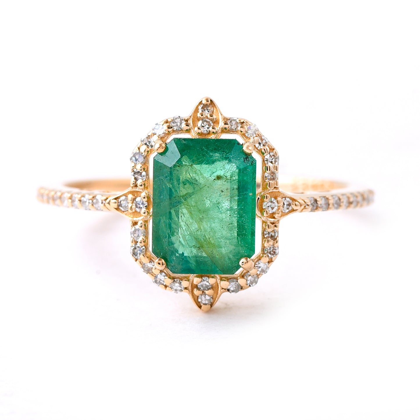 1.63 Ct Octagon Step Cut Natural Emerald 14K Gold Ring