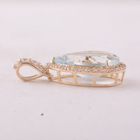 5.49 Ct Pear Aquamarine 9K Gold Pendant