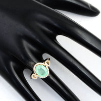 2.09 Ct Oval Mixed Cut Natural Beryl Emerald 14K Gold Ring