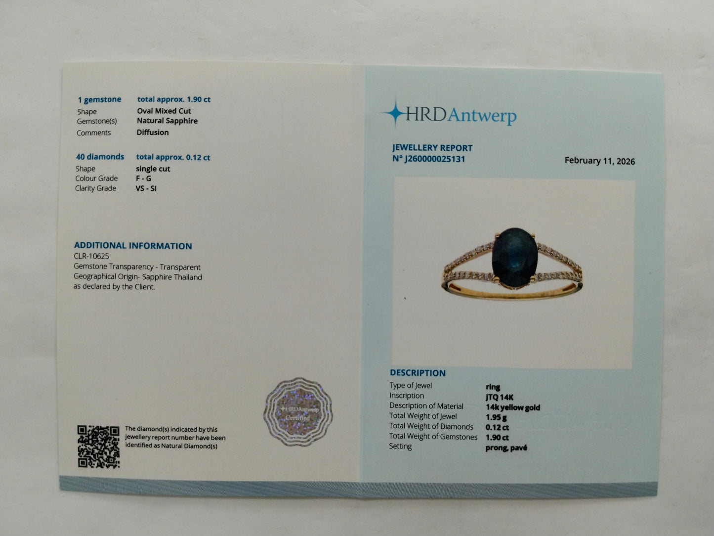 2.02 Ct Oval Mixed Cut Natural Sapphire 14K Gold Ring