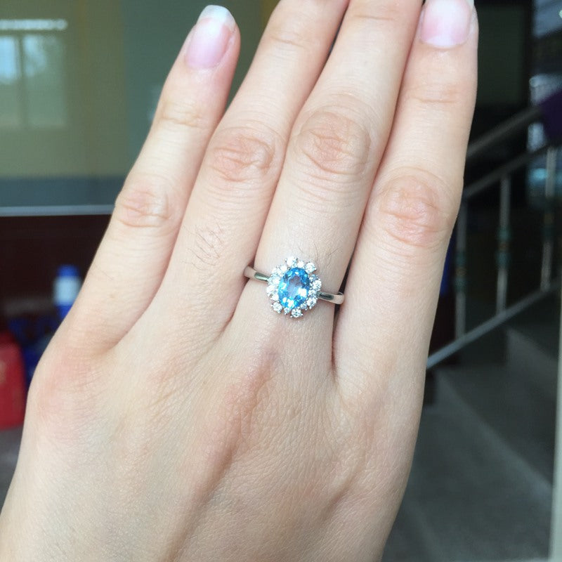 Blue Topaz 925 Sterling Silver Ring