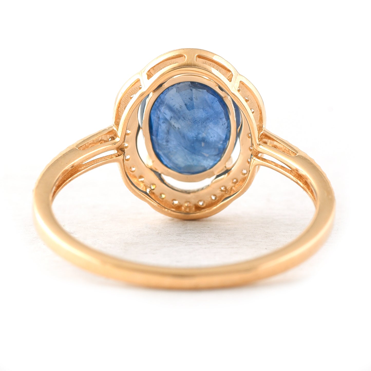 2.63 Ct Oval Mixed Cut Natural Sapphire 14K Gold Ring