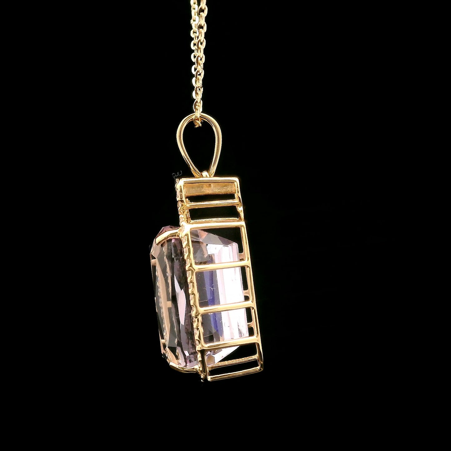 10.05 Ct Cushion Kunzite 14K Gold Pendant