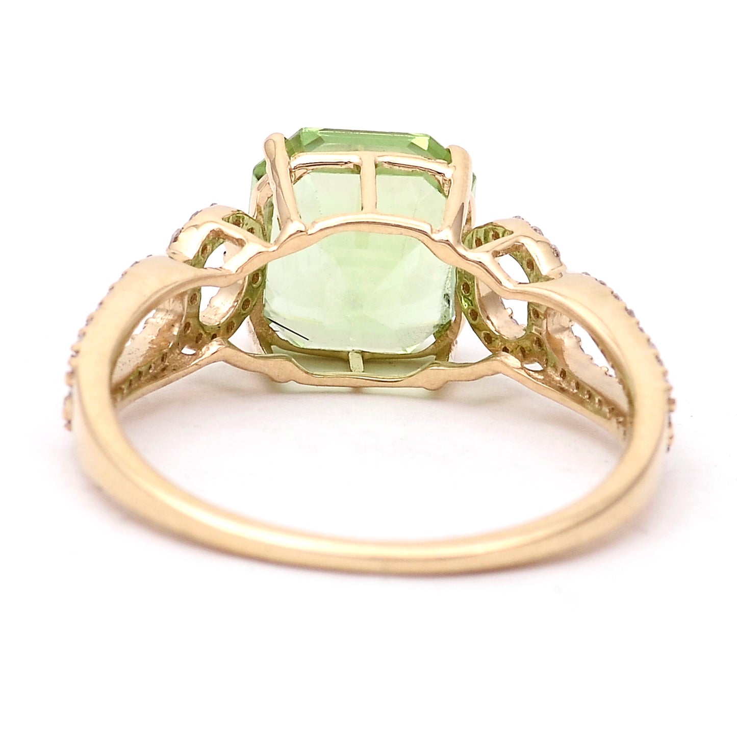 3.15 Ct Octagon Natural Eridot 14K Gold Ring