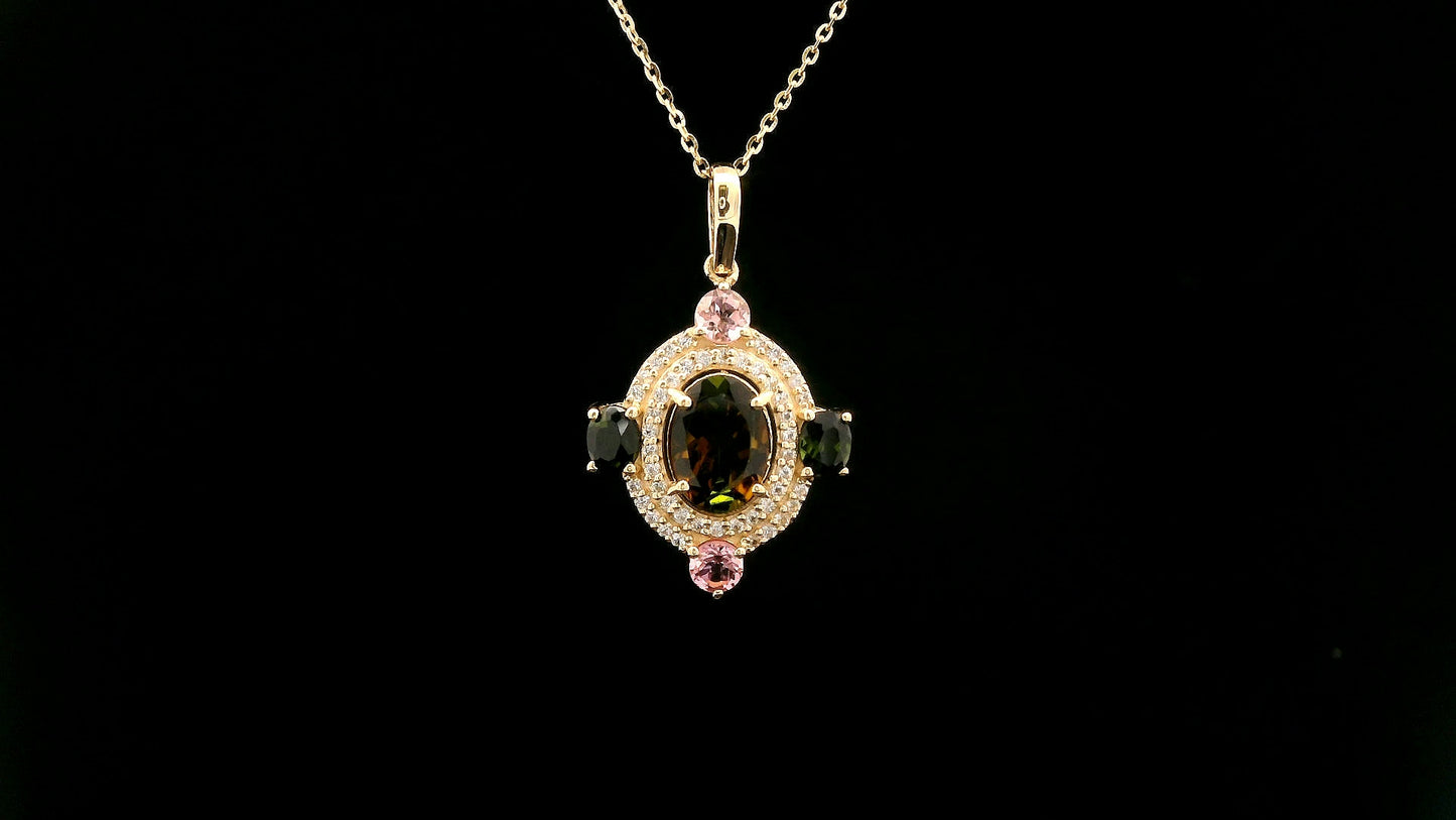 1.65 Ct Oval Tourmaline 14K Gold Pendant