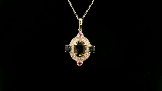 1.65 Ct Oval Tourmaline 14K Gold Pendant