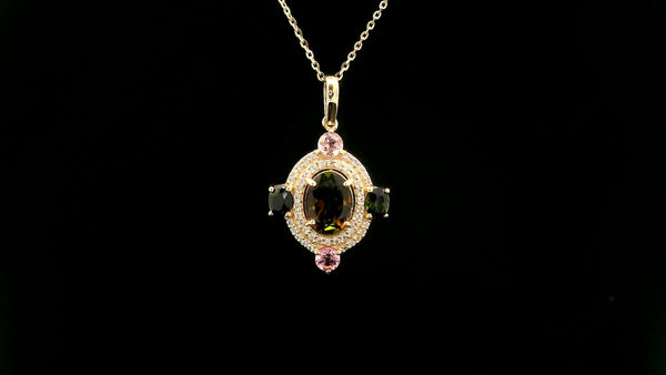 1.65 Ct Oval Tourmaline 14K Gold Pendant
