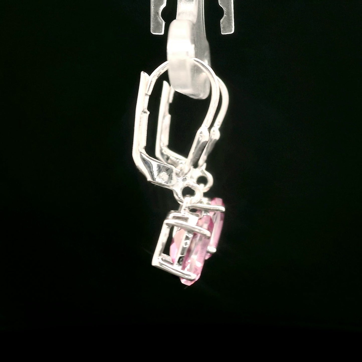 3.16 Ct Oval Pink Topaz 925 Sterling Silver Earrings