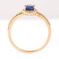 1.23 Ct Oval Mixed Cut Natural Sapphire 14K Gold Ring