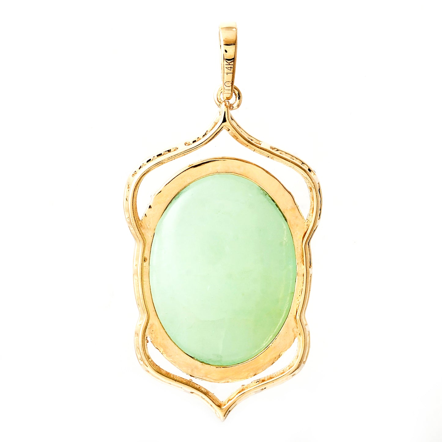 15.39 Ct Oval Cabochon Natural Beryl Emerald 14K Gold Pendant