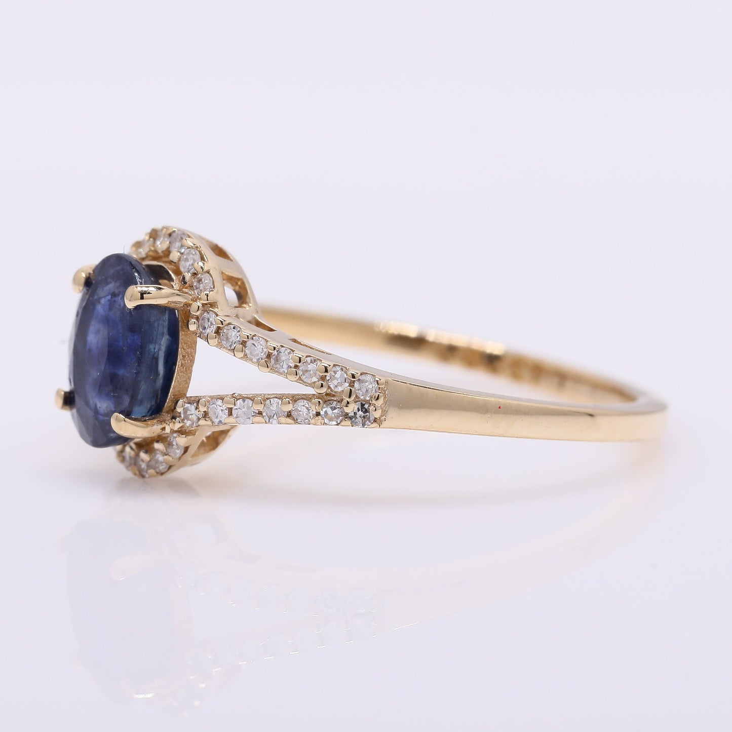 1.38 Ct Oval Mixed Cut Natural Sapphire 14K Gold Ring