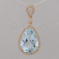 3.97 Ct Pear Aquamarine 9K Gold Pendant