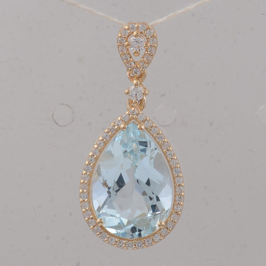 3.97 Ct Pear Aquamarine 9K Gold Pendant