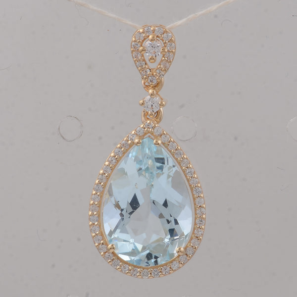 3.97 Ct Pear Aquamarine 9K Gold Pendant