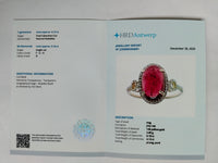 4.31 Ct Oval Cabochon Cut Natural Rubellite 14K Gold Ring