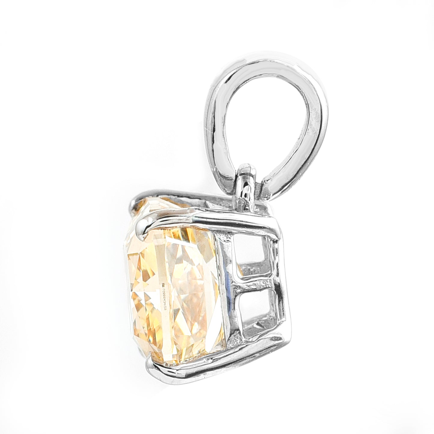 1.99 Ct Square Cushion Modified Brilliant Yellow Lab Grown Diamond 950 Platinum Pendant