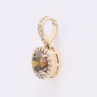 0.81 Ct Round Red Diamond 14K Gold Pendant