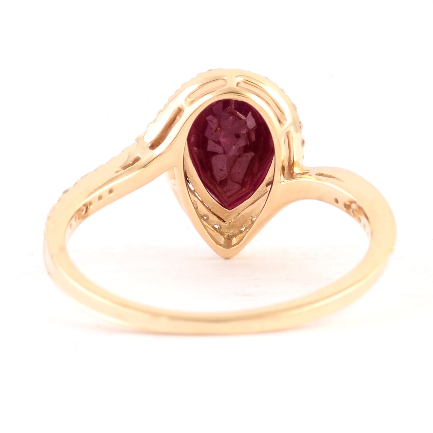 2.11 Ct Pear Mixed Cut Natural Corundum Ruby 14K Gold Ring