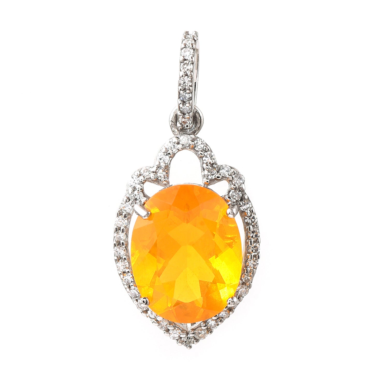 1.90 Ct Oval Fire Opal 950 Platinum Pendant