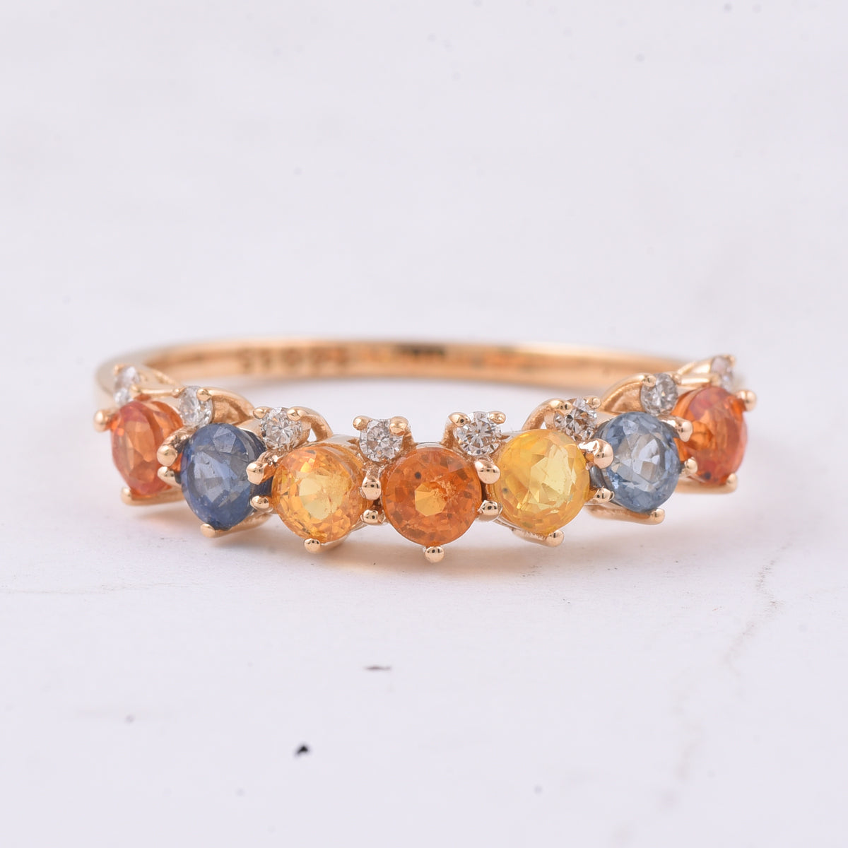 1.46 Ct Round Natural Multi-Coloured Sapphire 14K Gold Ring