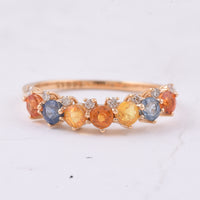 1.46 Ct Round Natural Multi-Coloured Sapphire 14K Gold Ring