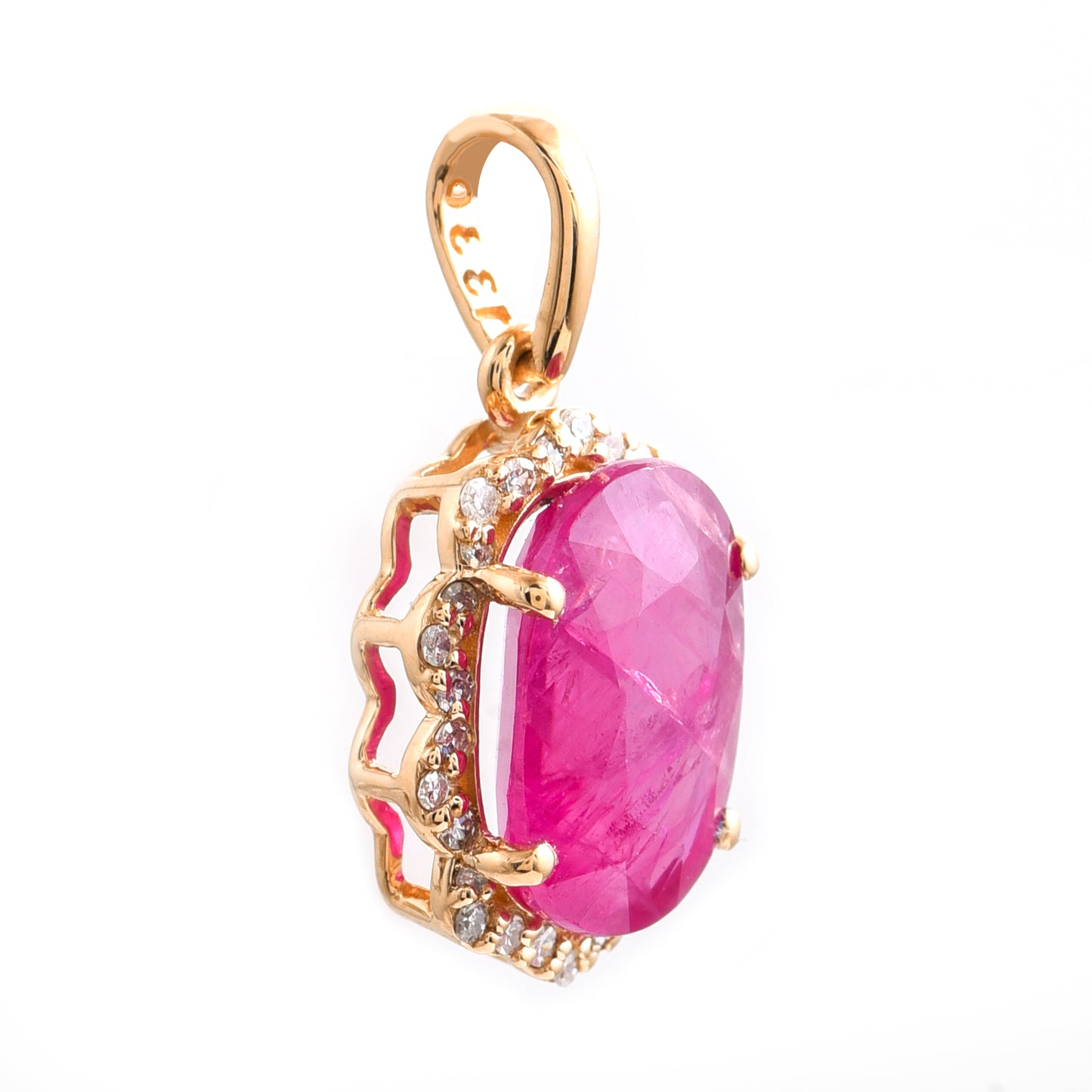 3.02 Ct Oval Ruby 14K Gold Pendant