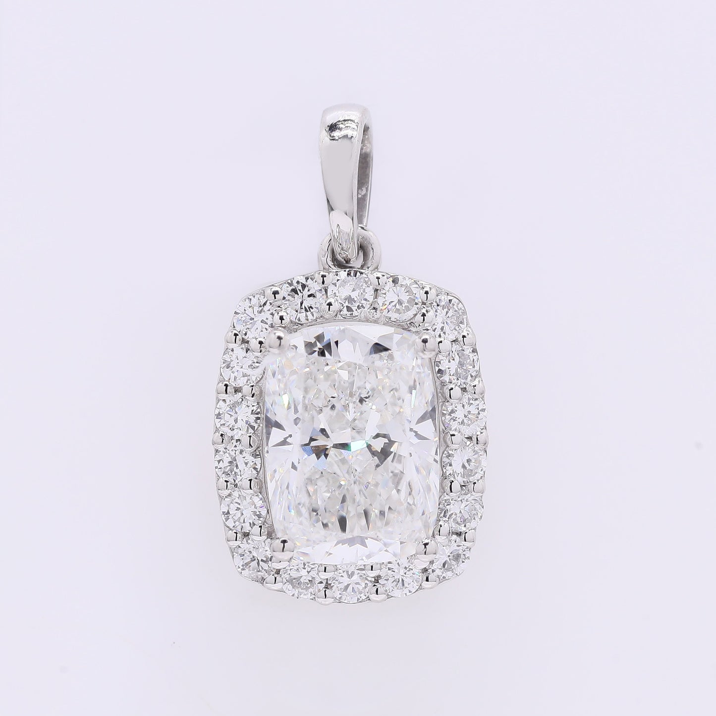 2.18 Ct Cushion Modified Brilliant Lab Grown Diamond 950 Platinum Pendant