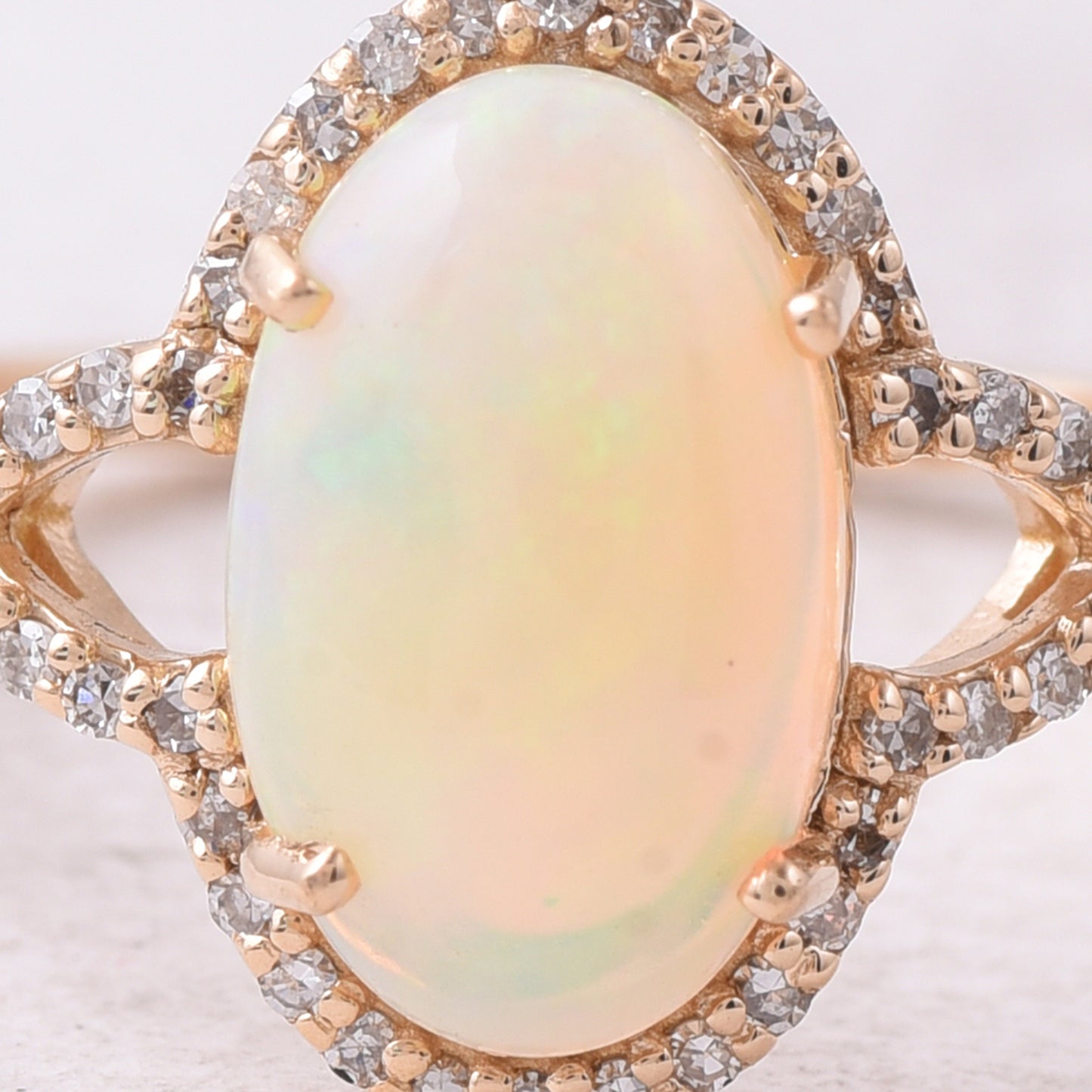 1.39 Ct Oval Cabochon Cut Natural Opal 14K Gold Ring
