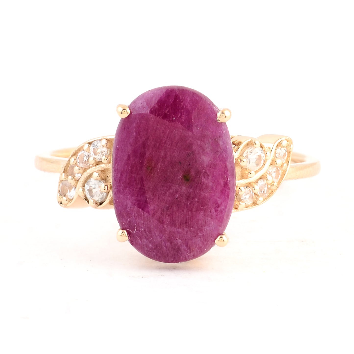 3.66 Ct Oval Ruby 14K Gold Ring