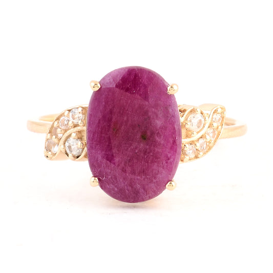 3.66 Ct Oval Ruby 14K Gold Ring